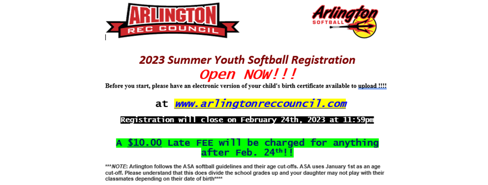 2023 Summer Softball Registration is now Live